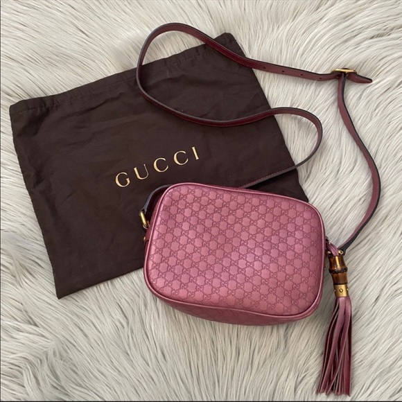 Gucci Handbags - GUCCI Sunshine Metallic Micro Guccissima Disco Bag